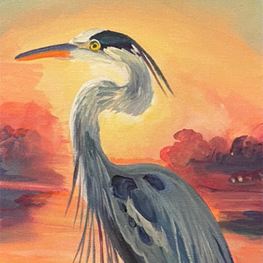 Blue Heron At Sunset