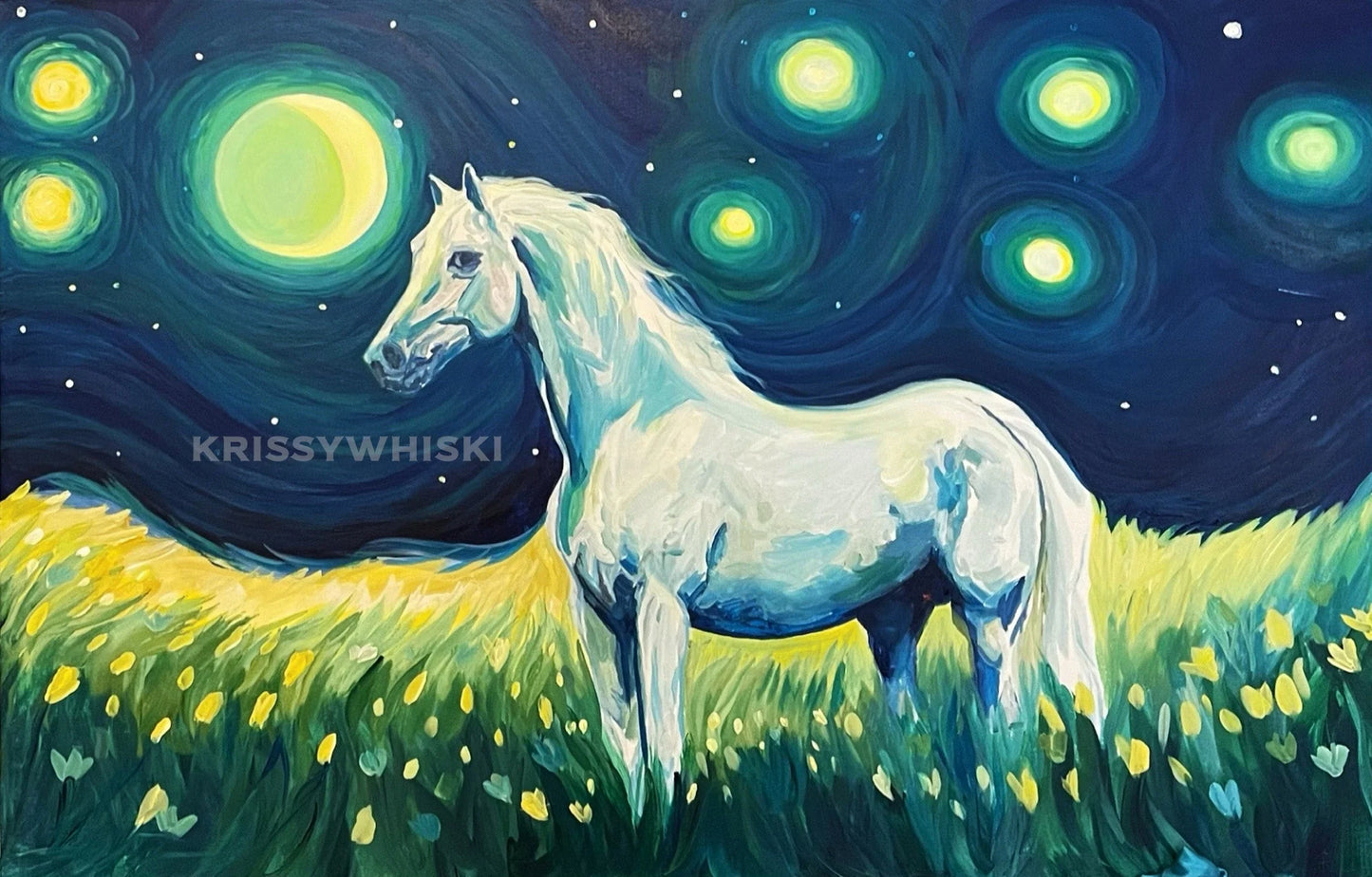 Moonlit White Horse