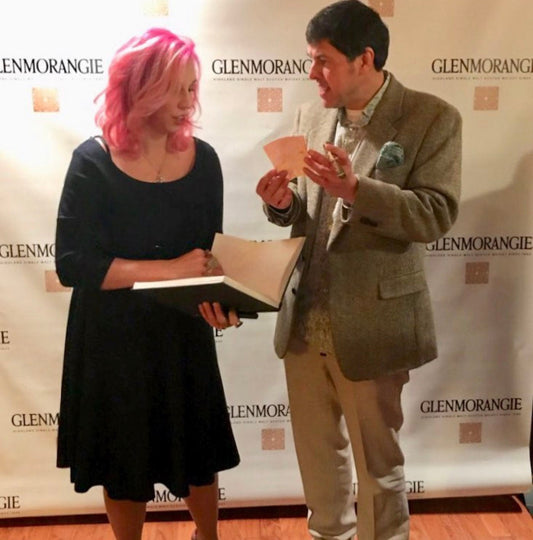 Visual Artist Krissy Whiski with Dr. Bill Lumsden of Glenmorangie Ardbeg 