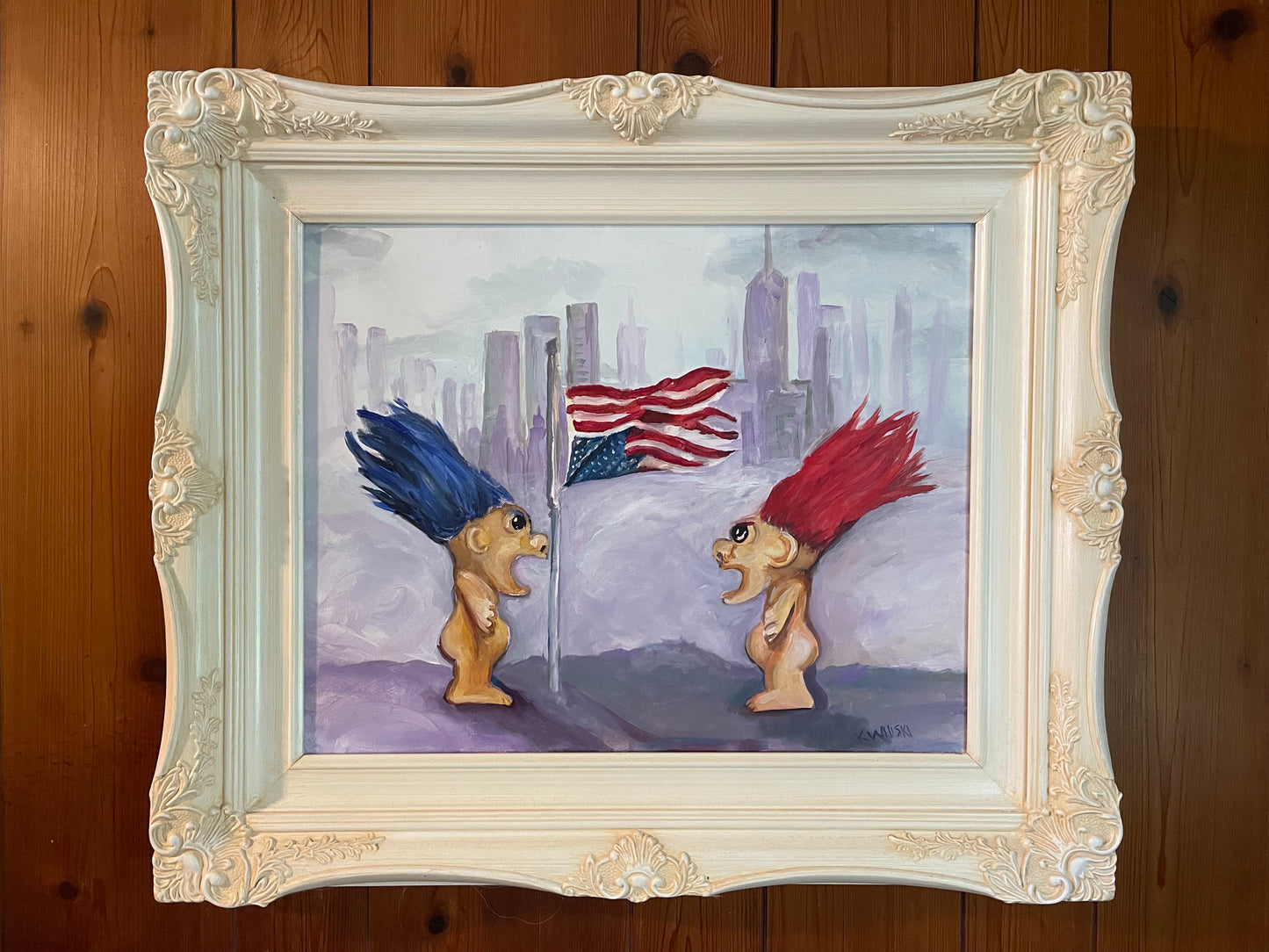 Divided We Fall Trolls Political Republican Democrat American Artwork by Krissy Whiski