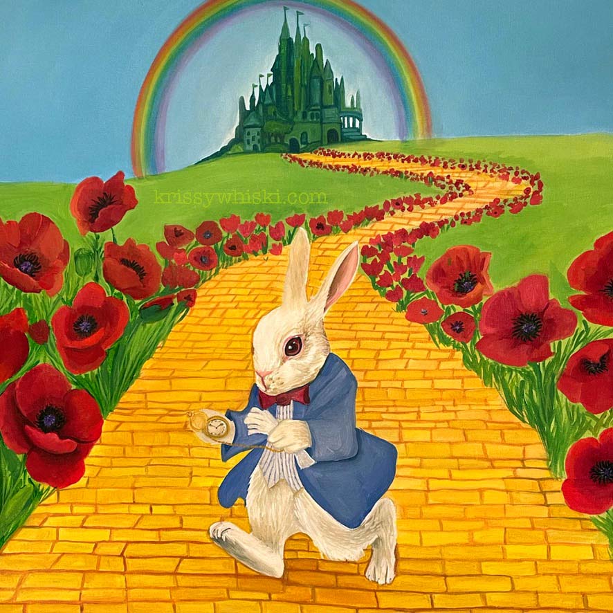 Follow Along White Rabbit on The Yellow Brick Road Oz in Wonderland